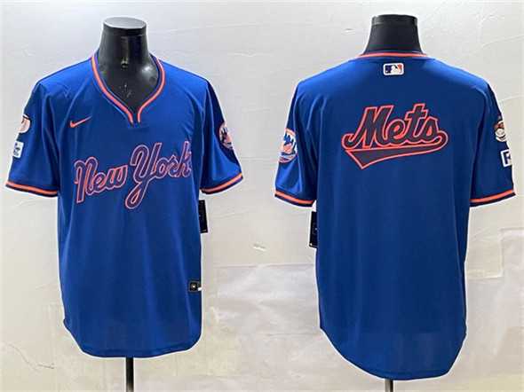 Men%27s New York Mets Team Big Logo Royal 2025 Spring Training Stitched Jersey